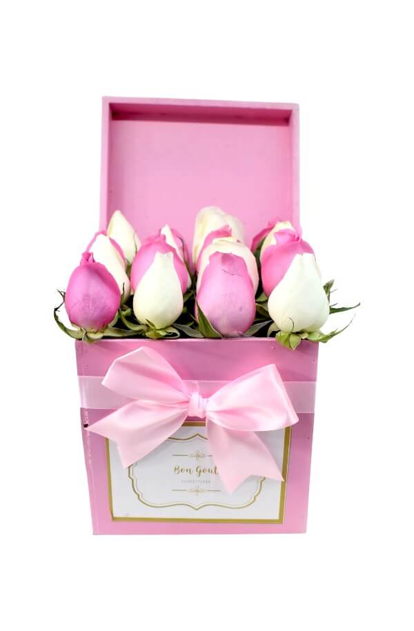 Arreglo Floral Rosas Rosas con Blanco #color_Rosa/Blanco