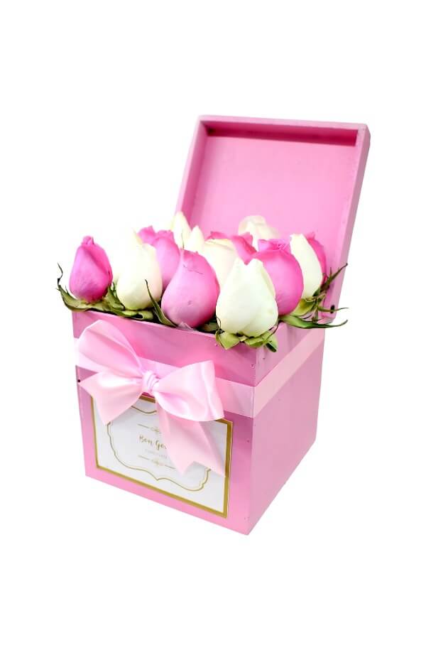 Arreglo Floral Rosas Rosas con Blanco #color_Rosa/Blanco