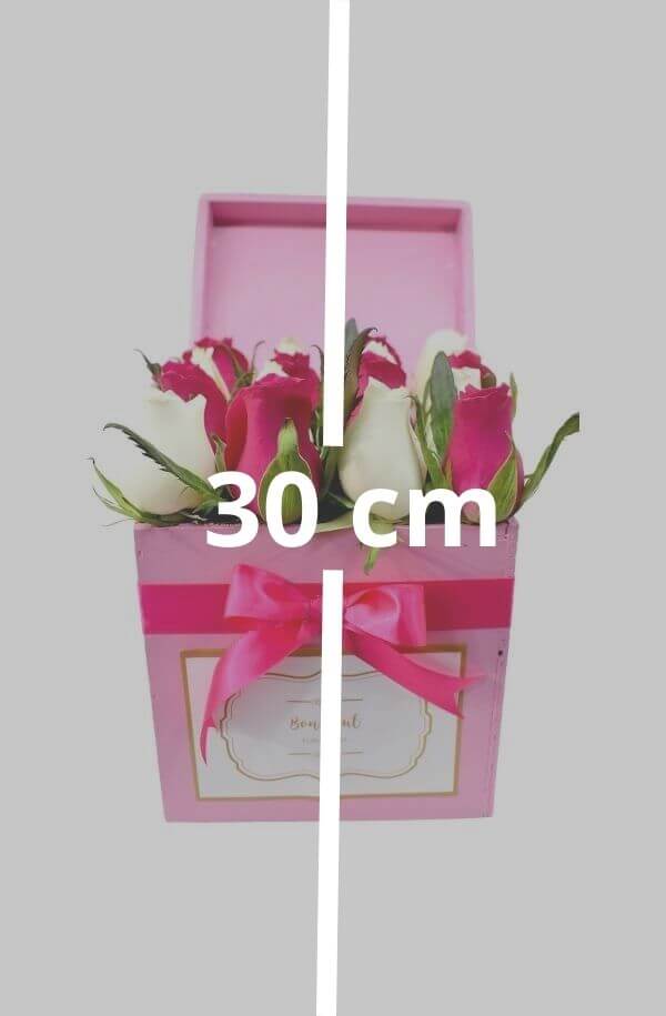 Arreglo Floral Rosas Rosas con Blanco #color_Fucsia/Blanco