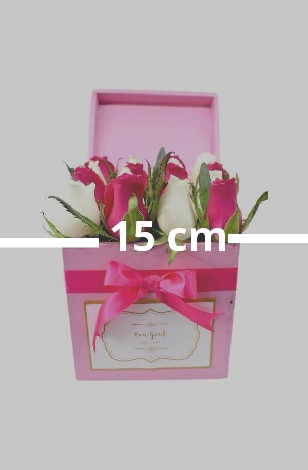 Arreglo Floral Rosas Rosas con Blanco #color_Fucsia/Blanco