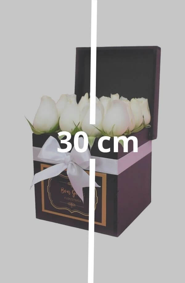 Cubo de Rosas Blancas #color_Blanco