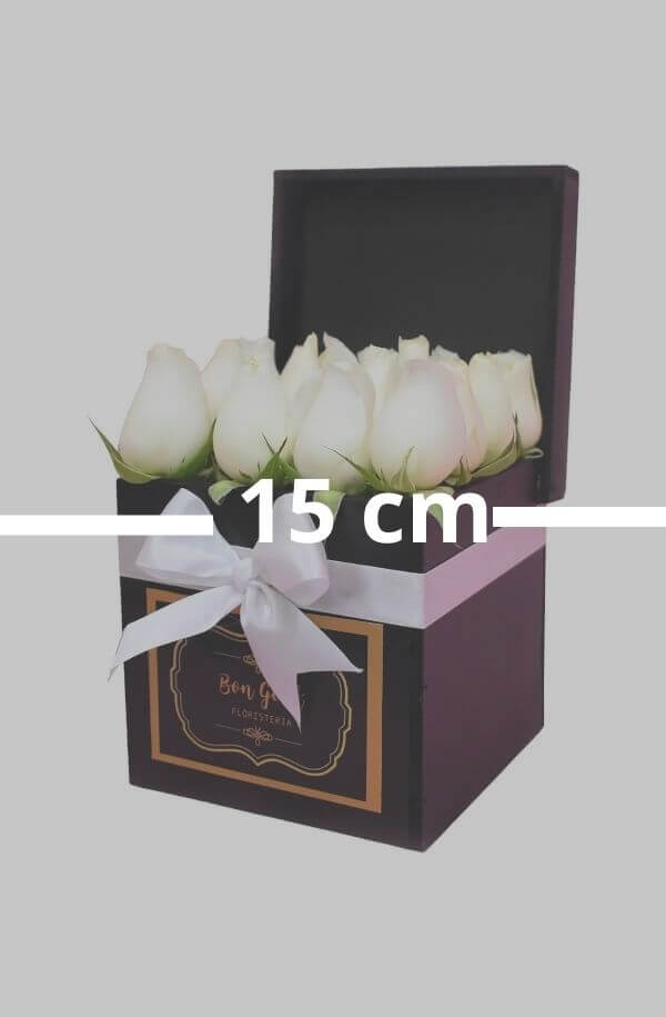Cubo de Rosas Blancas #color_Blanco