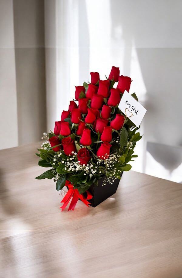 Caja con 24 Rosas Rojas