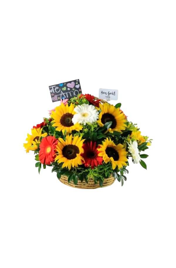 Canasta de Girasoles con Gerberas