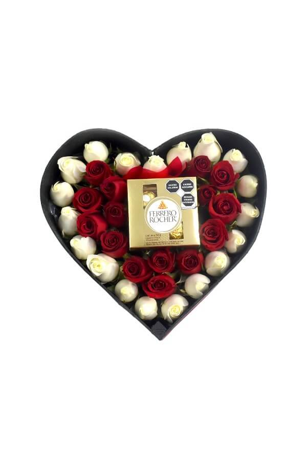 Corazón de Rosas y Chocolates #color_Rojo/Blanco