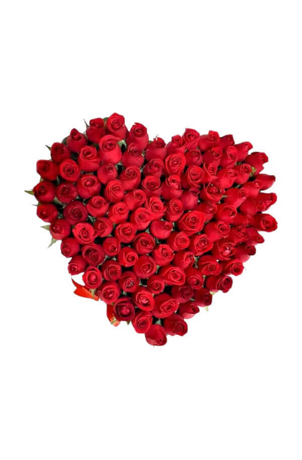 Arreglo floral en forma de corazon rosas rojas #color_Rojo