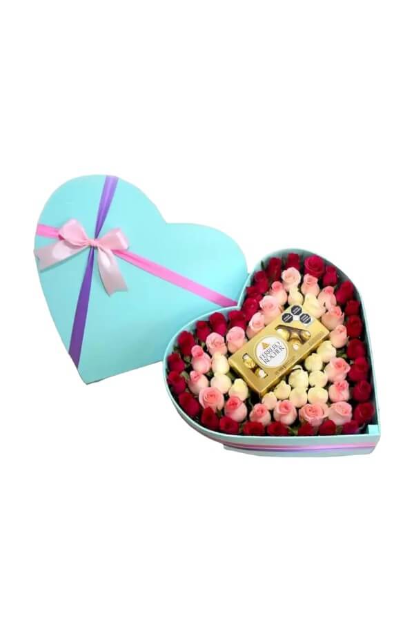 Corazon con Rosas y Chocolates #color_Verde Agua