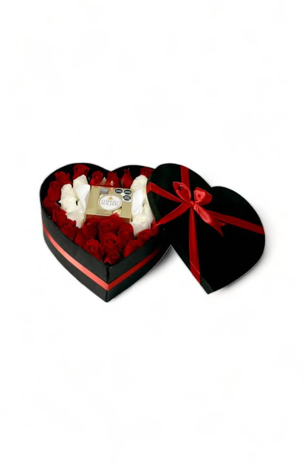 Corazon de Rosas Rojas #color_Rojo/Blanco