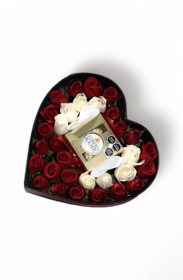 Corazon de Rosas Rojas #color_Rojo/Blanco