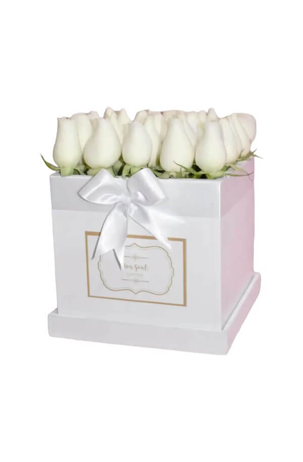 Cubo Rosas Blancas