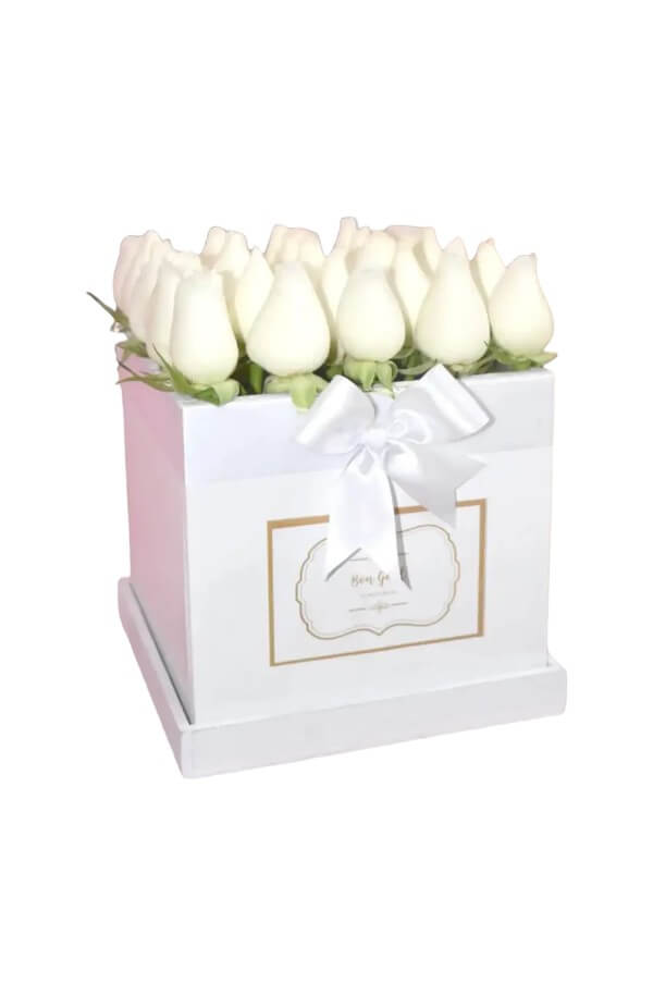 Cubo Rosas Blancas