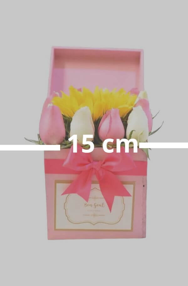 Arreglo Floral con Rosas color Pastel con girasol #Color_Rosa/Blanco