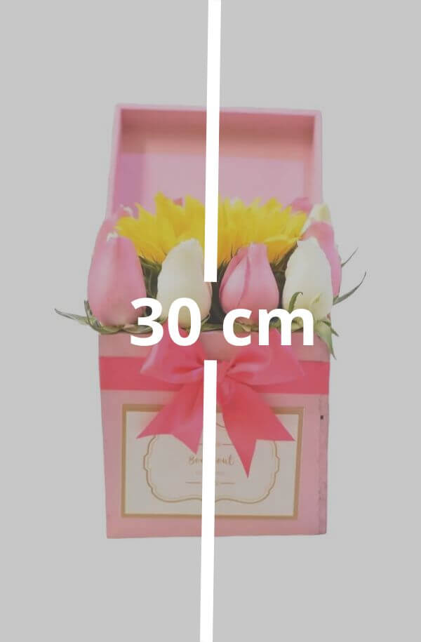 Arreglo Floral con Rosas color Pastel con girasol #Color_Rosa/Blanco