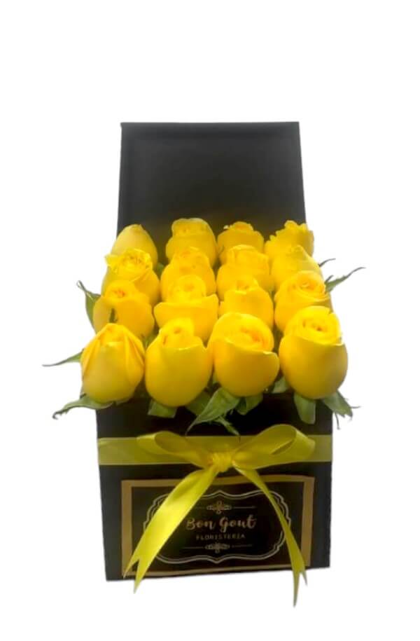 cubo rosas amarillas
