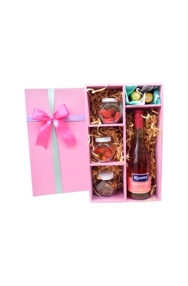 Kit de Dulcero con Vino Riunite y Chocolates a