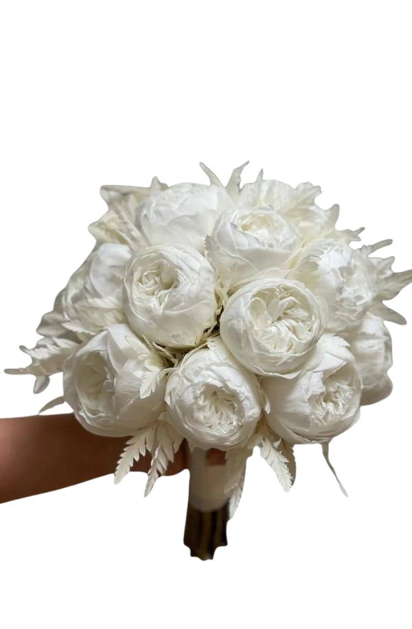 Ramo de Novia con Peonias Blancas Preservadas – Elegancia que Perdura