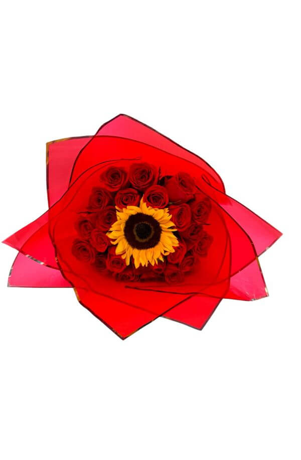 Ramo de Rosas y Girasol