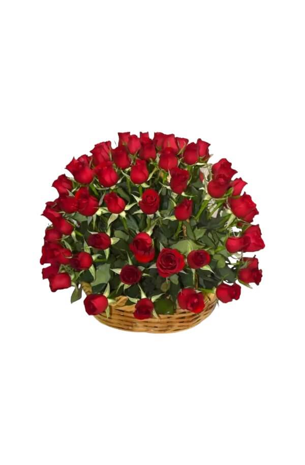 Arreglo Floral Canasta de 100 Rosas Rojas #color_Rojo