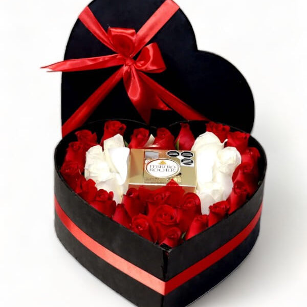 Corazon de Rosas Rojas #color_Rojo/Blanco