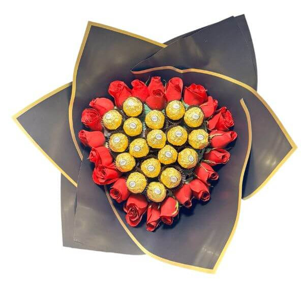 Ramo de Rosas y chocolates a